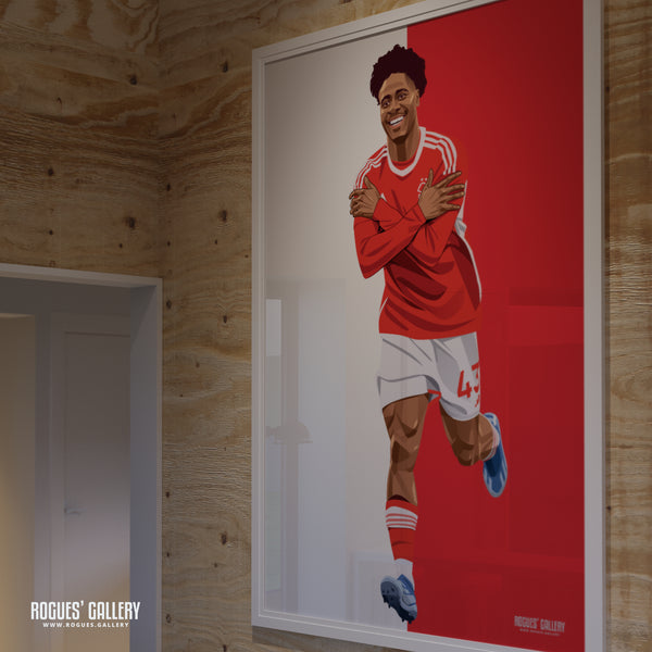 Ola Aina - Nottingham Forest - Signed A3 Red & White Prints