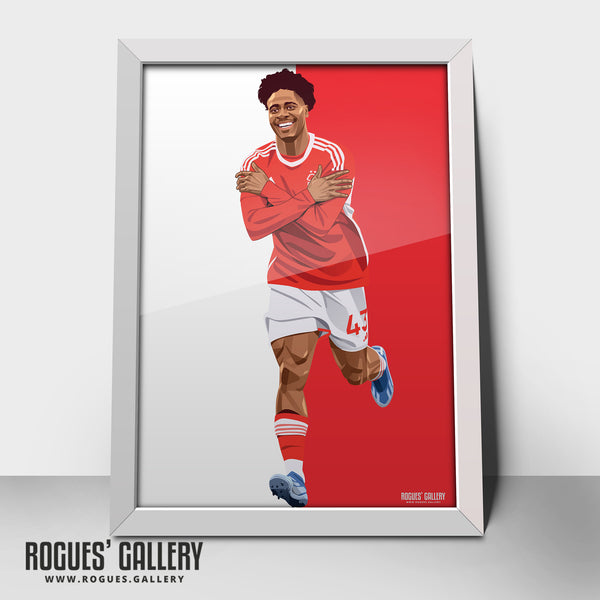 Ola Aina - Nottingham Forest - Signed A3 Red & White Prints