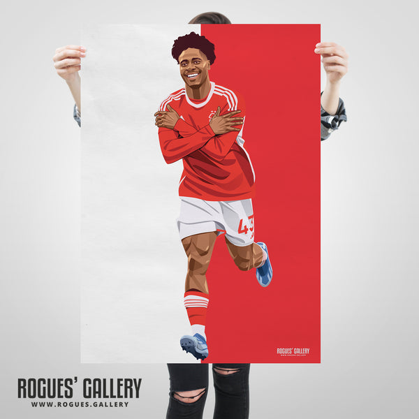 Ola Aina - Nottingham Forest - Signed A3 Red & White Prints