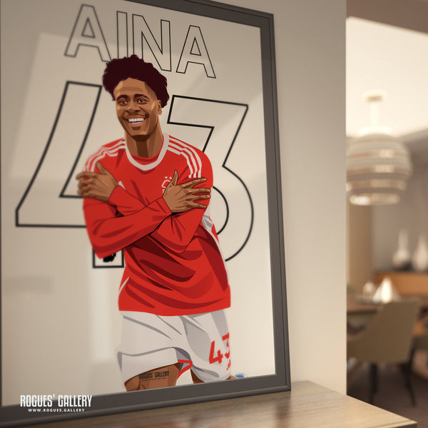 Ola Aina - Nottingham Forest - Signed A3 Name & Number Prints