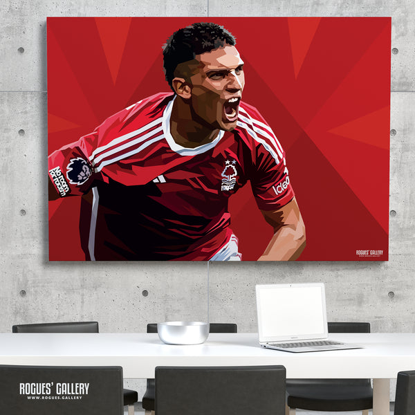 Nicolas Dominguez - Nottingham Forest - Signed A3 Modern Art Prints (Landscape Version)
