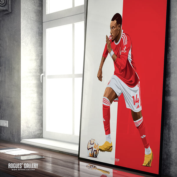 Callum Hudson-Odoi - Nottingham Forest - A0, A1, A2 or A3 Red & White Prints
