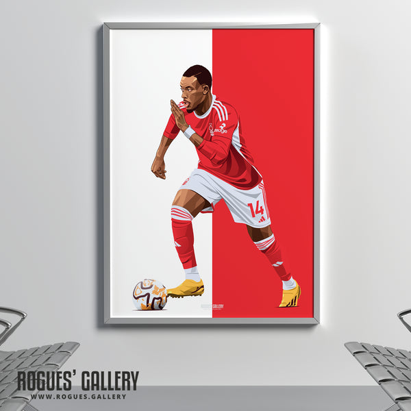 Callum Hudson-Odoi - Nottingham Forest - A0, A1, A2 or A3 Red & White Prints
