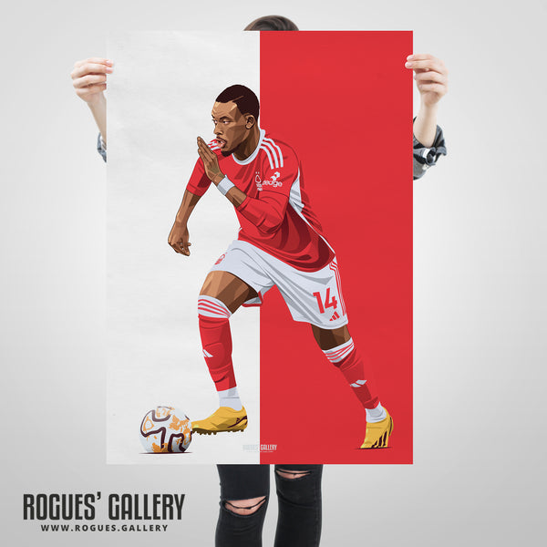 Callum Hudson-Odoi - Nottingham Forest - A0, A1, A2 or A3 Red & White Prints