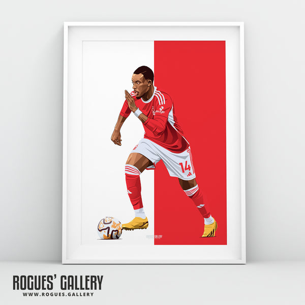 Callum Hudson-Odoi - Nottingham Forest - Signed A3 Red & White Prints