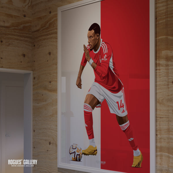 Callum Hudson-Odoi - Nottingham Forest - Signed A3 Red & White Prints