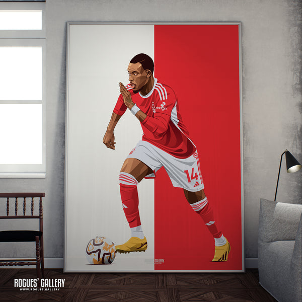 Callum Hudson-Odoi - Nottingham Forest - Signed A3 Red & White Prints