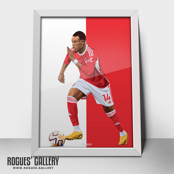 Callum Hudson-Odoi - Nottingham Forest - Signed A3 Red & White Prints