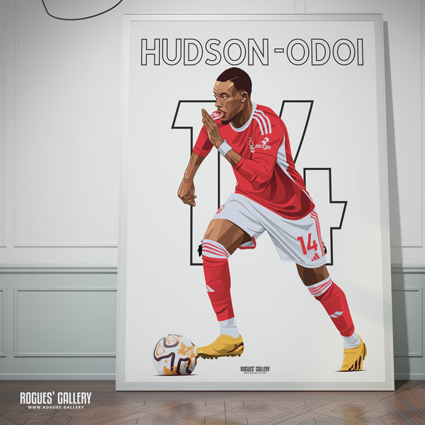 Callum Hudson-Odoi - Nottingham Forest - Signed A3 Name & Number Prints