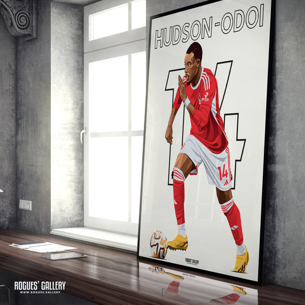 Callum Hudson-Odoi - Nottingham Forest - Signed A3 Name & Number Prints