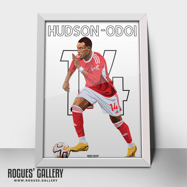Callum Hudson-Odoi - Nottingham Forest - Signed A3 Name & Number Prints