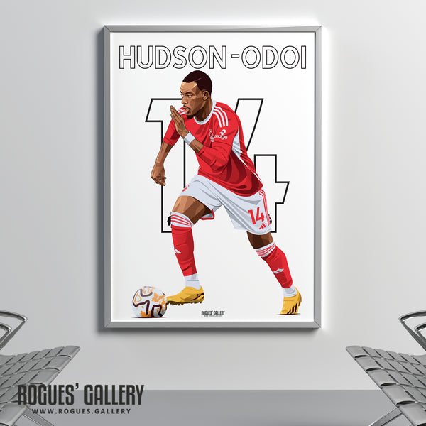 Callum Hudson-Odoi - Nottingham Forest - Signed A3 Name & Number Prints
