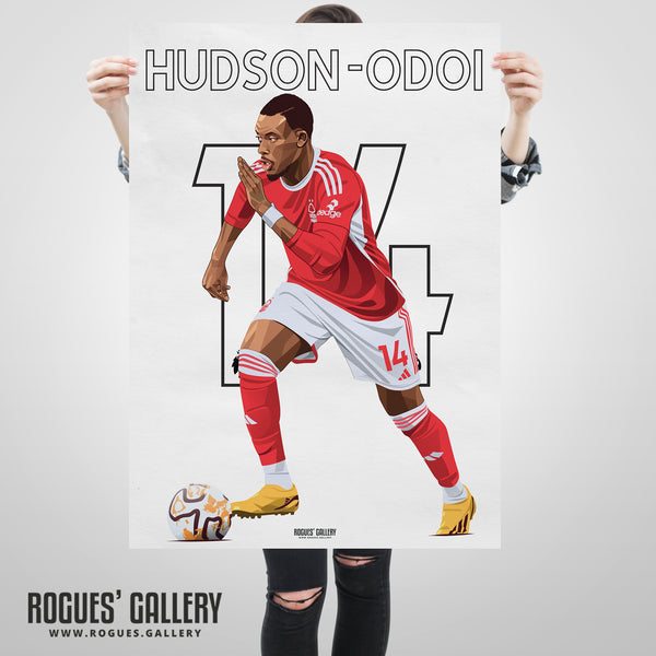 Callum Hudson-Odoi - Nottingham Forest - Signed A3 Name & Number Prints