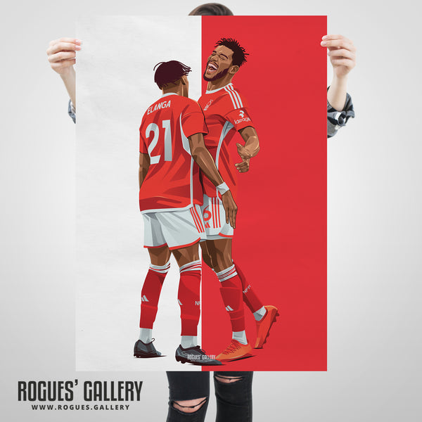 Sangare & Elanga Celebrate - Nottingham Forest - Signed A3 Prints