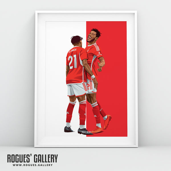 Sangare & Elanga Celebrate - Nottingham Forest - Signed A3 Prints