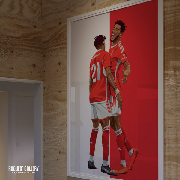 Sangare & Elanga Celebrate - Nottingham Forest - Signed A3 Prints