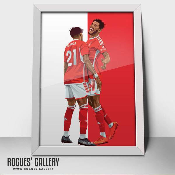 Sangare & Elanga Celebrate - Nottingham Forest - Signed A3 Prints