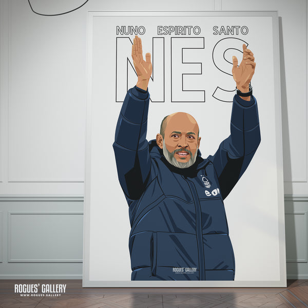 Nuno Espírito Santo - Nottingham Forest - Signed A3 Premier League Name & Number Prints