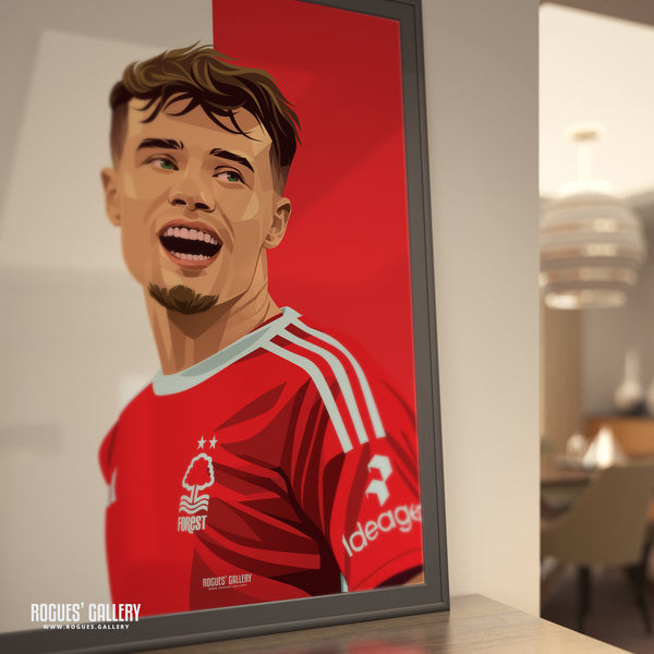 Neco Williams - Nottingham Forest - A0, A1, A2 or A3 Red & White Prints