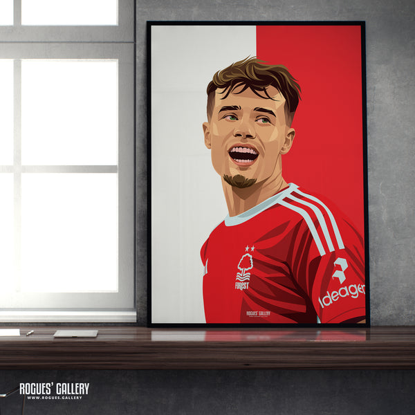 Neco Williams - Nottingham Forest - A0, A1, A2 or A3 Red & White Prints