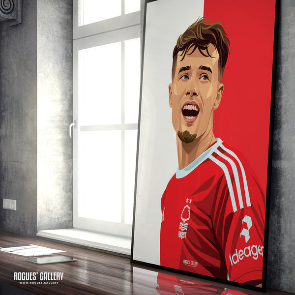 Neco Williams - Nottingham Forest - A0, A1, A2 or A3 Red & White Prints