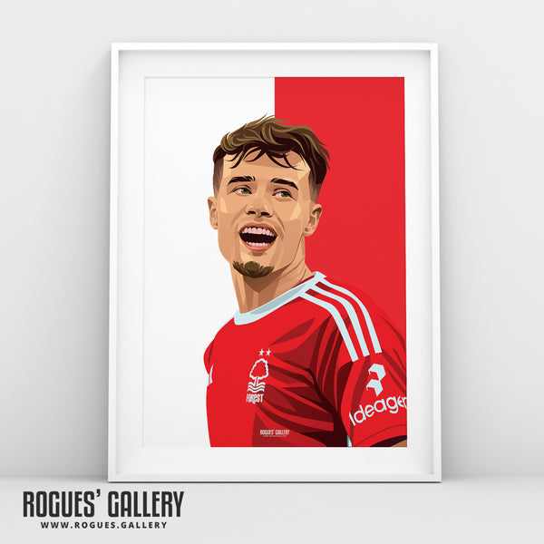 Neco Williams - Nottingham Forest - A0, A1, A2 or A3 Red & White Prints