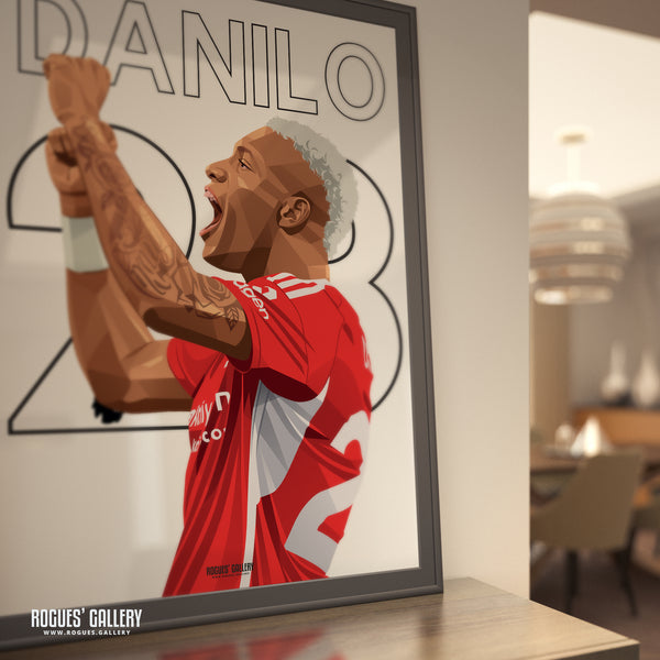 Danilo - Nottingham Forest - Signed A3 Name & Number Prints