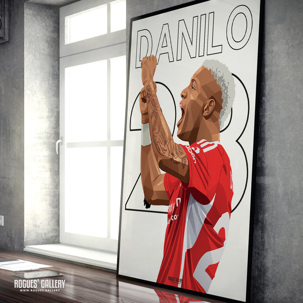 Danilo - Nottingham Forest - Signed A3 Name & Number Prints