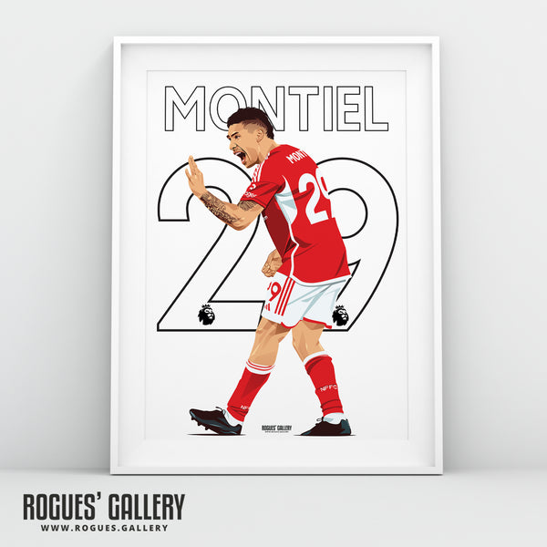 Gonzalo Montiel - Nottingham Forest - A0, A1, A2 or A3 Premier League Name & Number Prints