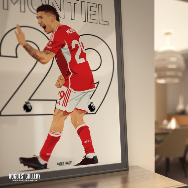 Gonzalo Montiel - Nottingham Forest - A0, A1, A2 or A3 Premier League Name & Number Prints