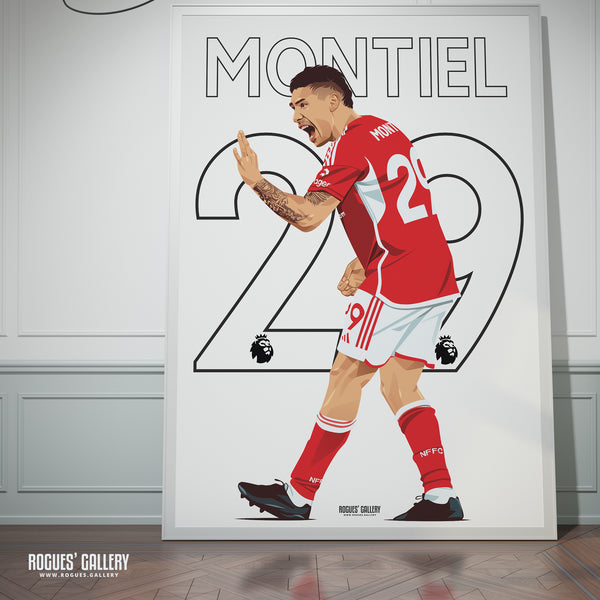 Gonzalo Montiel - Nottingham Forest - A0, A1, A2 or A3 Premier League Name & Number Prints