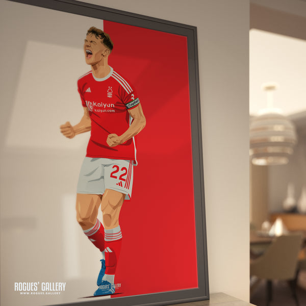Ryan Yates - Nottingham Forest - A0, A1, A2 or A3 Red & White Prints