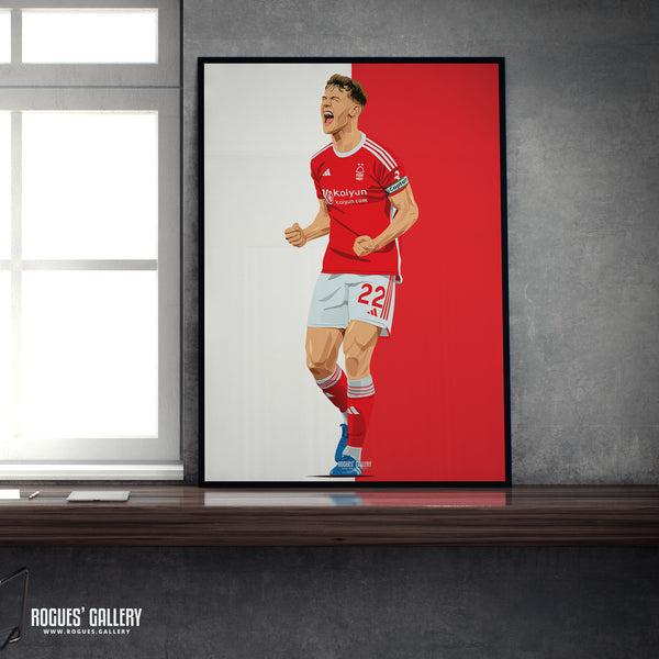 Ryan Yates - Nottingham Forest - Signed A3 Red & White Prints