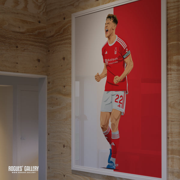 Ryan Yates - Nottingham Forest - Signed A3 Red & White Prints