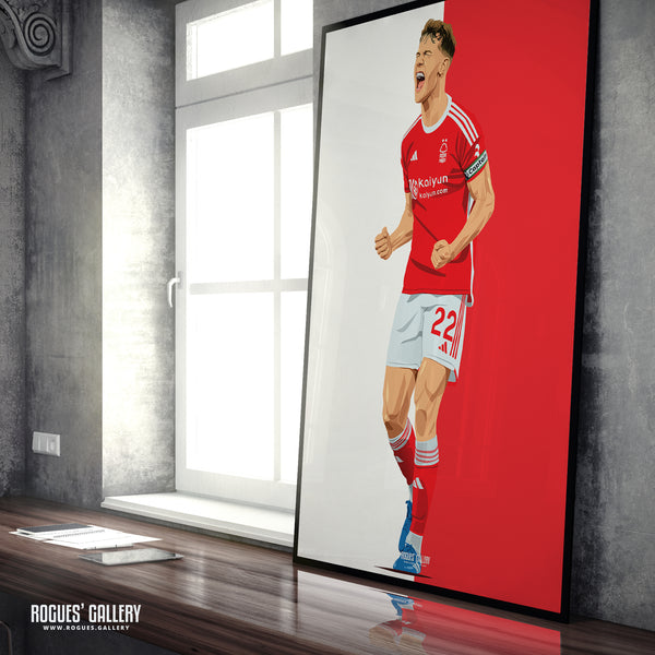 Ryan Yates - Nottingham Forest - Signed A3 Red & White Prints