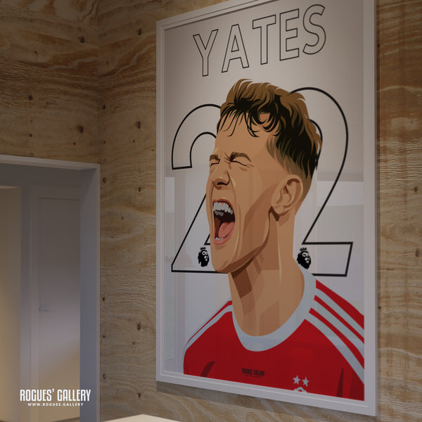 Ryan Yates - Nottingham Forest - Signed A3 Name & Number Prints