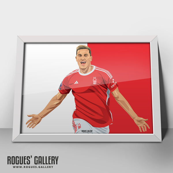 Chris Wood - Nottingham Forest - A0, A1, A2 or A3 Red & White Prints