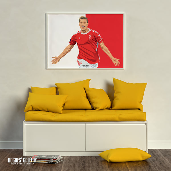 Chris Wood - Nottingham Forest - A0, A1, A2 or A3 Red & White Prints