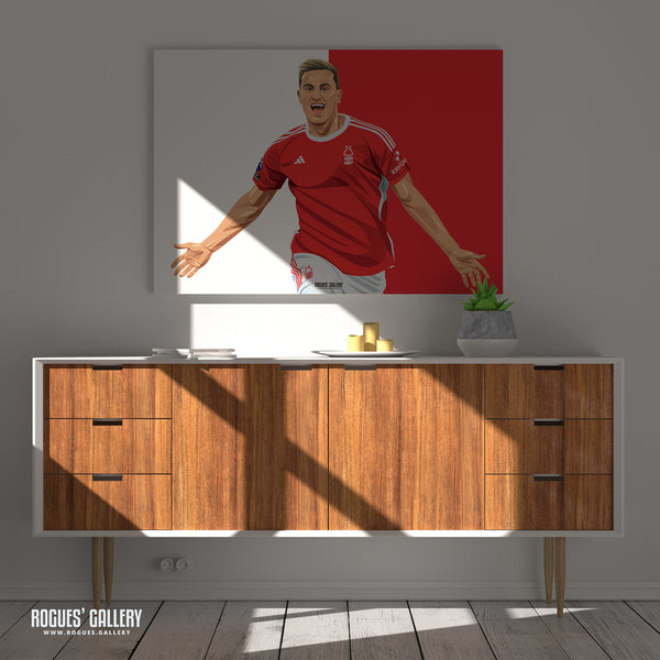Chris Wood - Nottingham Forest - A0, A1, A2 or A3 Red & White Prints