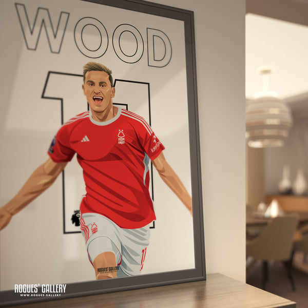 Chris Wood - Nottingham Forest - Signed A3 Name & Number Prints