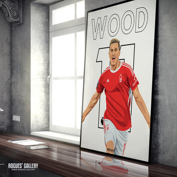 Chris Wood - Nottingham Forest - Signed A3 Name & Number Prints