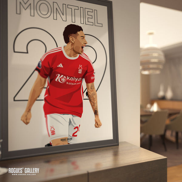 Gonzalo Montiel - Goal Celebration Version - Nottingham Forest - A0, A1, A2 or A3 Premier League Name & Number Prints