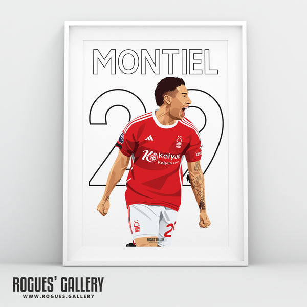 Gonzalo Montiel - Goal Celebration Version - Nottingham Forest - A0, A1, A2 or A3 Premier League Name & Number Prints
