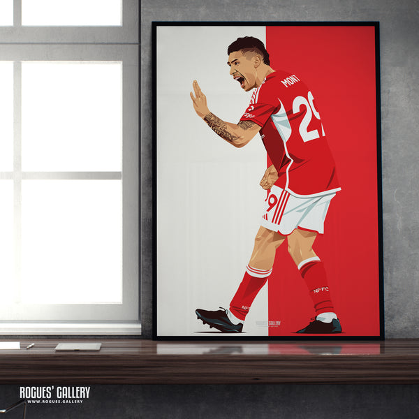 Gonzalo Montiel - Nottingham Forest - A0, A1, A2 or A3 Red & White Prints