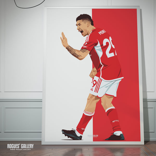 Gonzalo Montiel - Nottingham Forest - A0, A1, A2 or A3 Red & White Prints