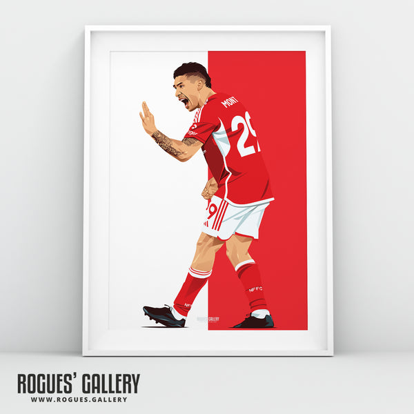 Gonzalo Montiel - Nottingham Forest - A0, A1, A2 or A3 Red & White Prints