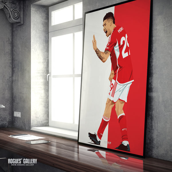Gonzalo Montiel - Nottingham Forest - Signed A3 Red & White Prints