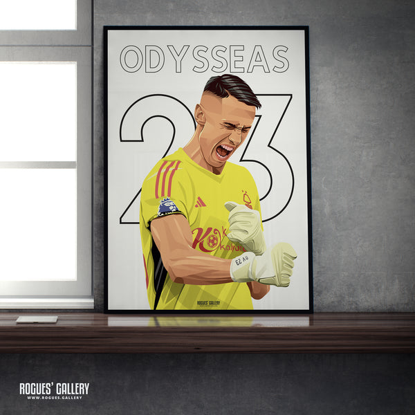 Odysseas Vlachodimos - Nottingham Forest - A0, A1, A2 or A3 Name & Number Prints (Odysseas Version)