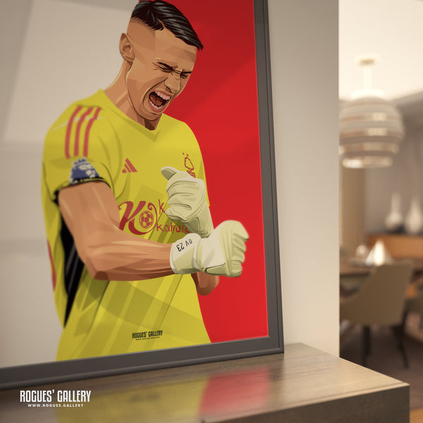 Odysseas Vlachodimos - Nottingham Forest - A0, A1, A2 or A3 Red & White Prints