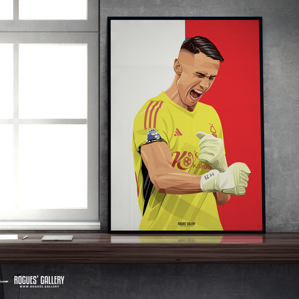 Odysseas Vlachodimos - Nottingham Forest - A0, A1, A2 or A3 Red & White Prints